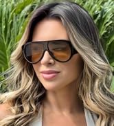 ADE WU Trendy Designer Aviator Sunglasses Vintage Retro Fashion Thick Oversized Square Sheild Avi...