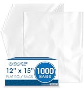 Spartan Industrial - 12” X 15” 1.1 Mil Flat Open End Clear Plastic Poly Bags - For Proofing Bread...