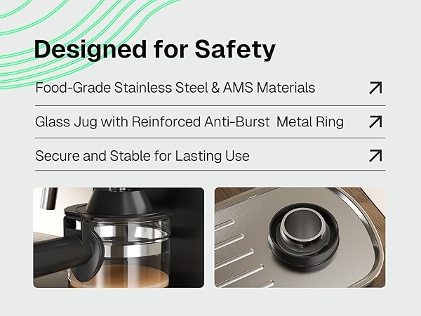 HBN Espresso Machine, 3.5Bar Espresso and Cappuccino Maker