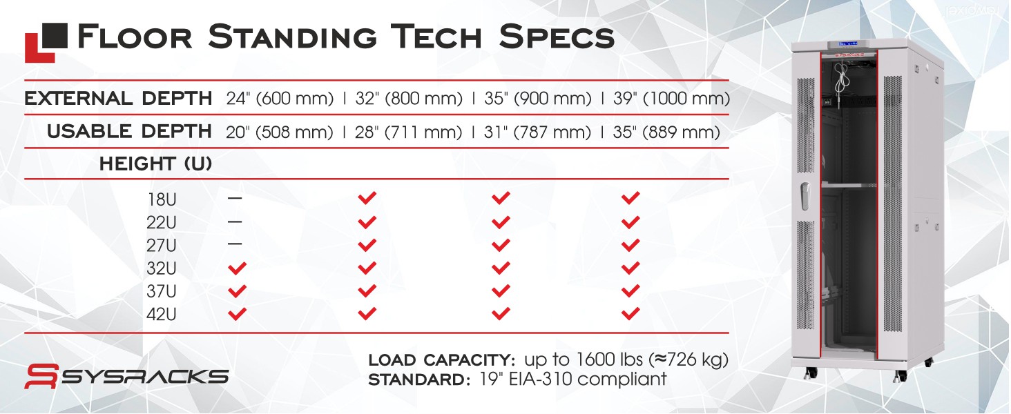 TECH SPECS MATRIX floor standing racks GRAY GLASS