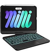 GreenLaw iPad Mini 6 Case with Keyboard, 7 Color Backlit, 360° Rotate, Sensitive Touchpad, Type-C...
