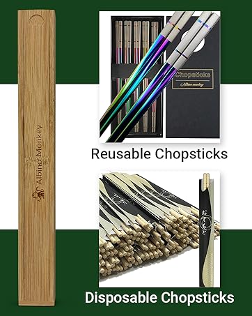 Albino Monkey Reusable Chopsticks &amp;amp; Disposable Chopsticks Bamboo Wood Wooden Japanese Chop Sticks