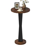 LAATOOREE Small Round Side Table, Wood Pedestal Drink Table, Accent Coffee End Table with Solid W...