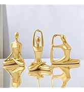 Ni-JASW Gold Meditation Yoga Statues Set of 3, Resin Zen Yoga Figurines for Bookself, Home Decor
