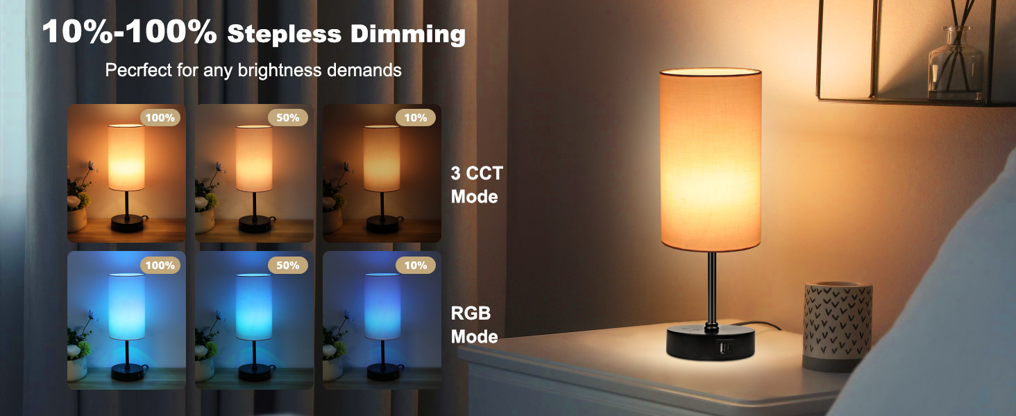 The brightness of this desk lamp can be stepless dimmable from 10%-100%.
