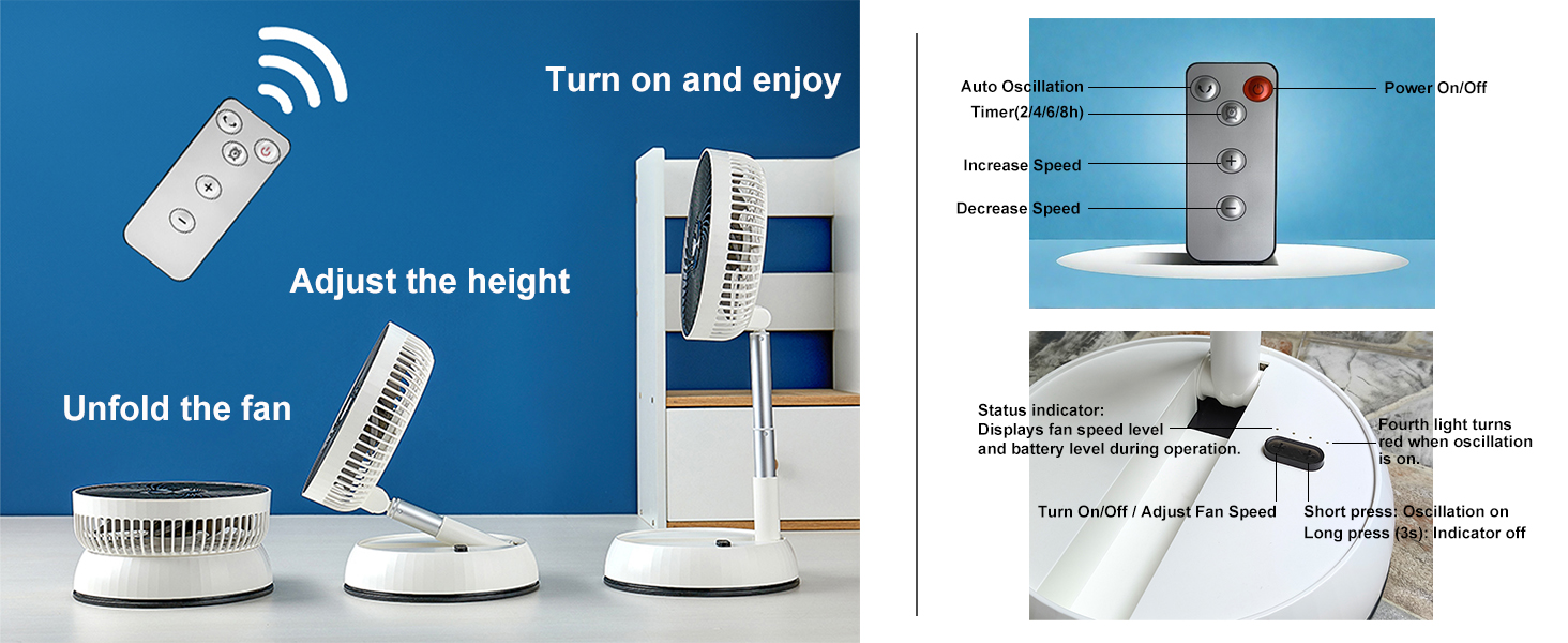 Auto Oscillation, Ultra Quiet Desk Table Pedestal Fan