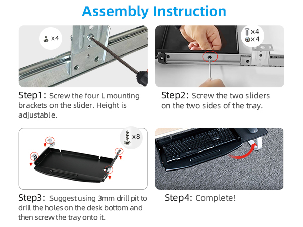 30 inch keyboard tray under desk