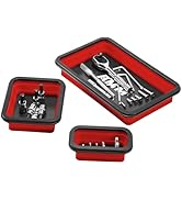 AMM Foldable Magnetic Parts Tray Set, 3 Different Size Magnetic Tool Trays for Bolts Screws Nuts ...