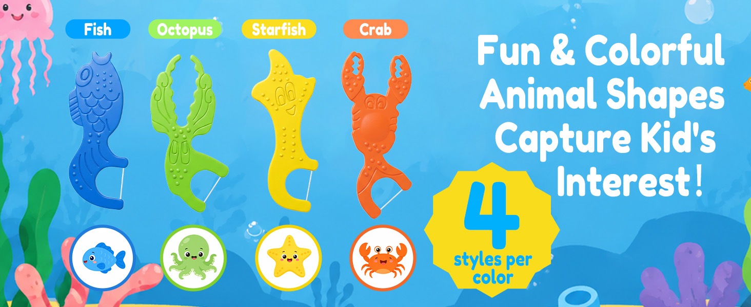 Marine Animal-Shaped Baby Floss 4 Colors