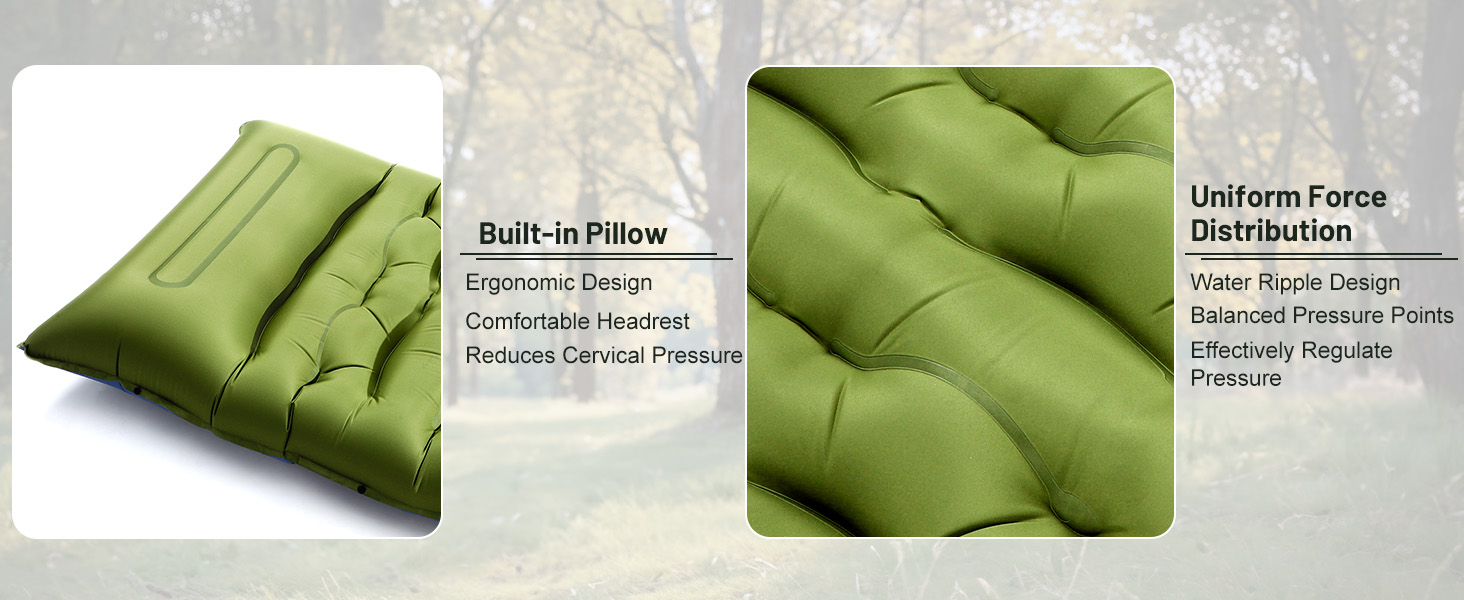 Camping Sleeping Pad,5.9 Inch Thick Camping Mat with Built in Pillow and Foot Pump