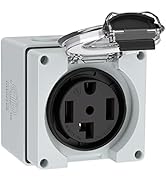 Muelnmey 30Amp Power Outlet Box,125/250Volt NEMA 14-30R Receptacle Outdoor dustproof and Weatherp...
