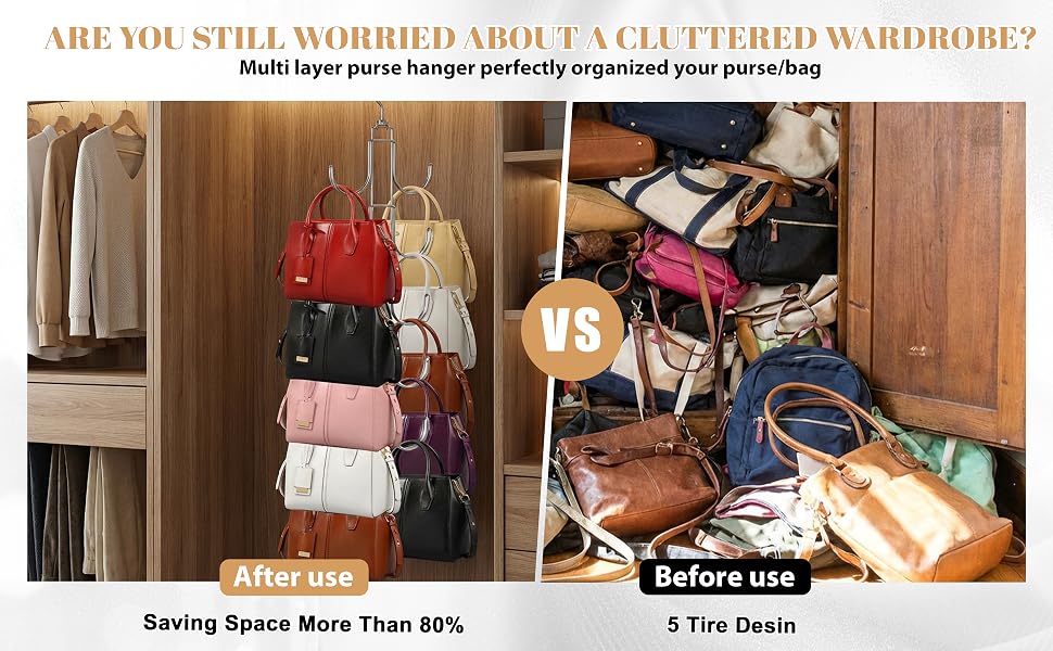 Purse Organizer with 10 Hooks