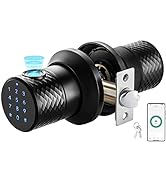 Smart Fingerprint Door Knob with Keypad, Keyless Touchscreen Digital Entry Door Lock, Secure Blue...