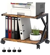 aboxoo Desktop Printer Stand with 2 Tier Wood Storage Shelves,Under Desk Printer Table,Multi-Purp...