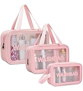 DAPOWER Travel Toiletry Bag for Women, Matte Translucent Shower Bag with Handy Handle, Makeup Cos...