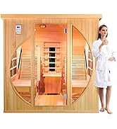 ZONEMEL Far Infrared 2 Person Wooden Sauna Room with Recliner, Canadian Hemlock Luxury Indoor Sau...