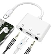 USB C to 3.5mm Headphone Splitter and Charger Adapter 3 in 1 USB C to Dual Earphone Jack with PD ...