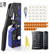 VCELINK Ethernet Crimping Tool Kit 53-in-1 for CAT7/CAT6A/CAT6/CAT5E/CAT5, RJ45 Crimp Tool Set wi...