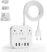 European Travel Plug Adapter, Unidapt US to UK Europe Plug Adapter, Power Strip for EU/UK/US with...