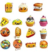 Luckana 24 Pack Mini Food Squishies Toys with Key Chain, Cute Soft Smore Cake Chips Pizza Donut S...