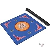 GUSTARIA Mahjong Mat with 3 Dice &amp; Carrying Bag, Anti Slip and Noise Reduction Mahjong Table Mat ...