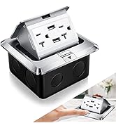 Hoolerry 1 Pack Pop up Floor Outlet Kit Waterproof Electrical Outlet Cover Box with 4.8A USB Char...
