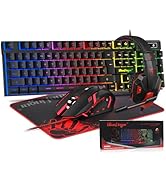 BlueFinger RGB Gaming Keyboard and Backlit Mouse and Headset Combo, USB Wired Backlit Keyboard, L...