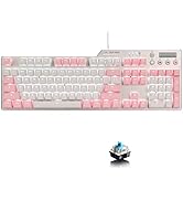 Lomiluskr Wired Mechanical Gaming Keyboard, 104 Keys and 6 Media Keys Anti-Ghosting, 2 Colors PBT...