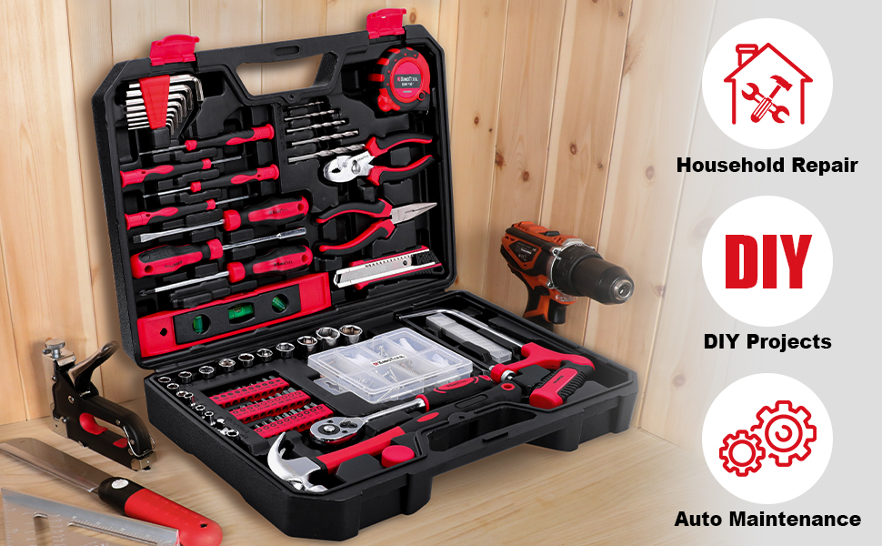 KingTool Home Repair Tool Kit - 226 Piece General Home/Auto Repair Tool Set, Mechanic tool set