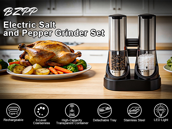 electric salt and pepper grinder set rechargeable salt and pepper shakers salt and pepper mill set