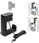 KIWIFOTOS 2 in 1 Headphone Stand with USB Hub, PC Gaming Headset Holder Hanger 360 Degree Rotatio...