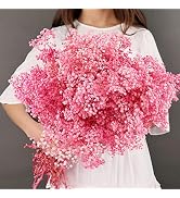 Dried-Babys-Breath-Flowers-Bouquet, 17.2In 5000+ Pink Flowers, Natural Gypsophila Branches for We...