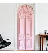 Nuxovilar Door Stickers Covers Decorative 30.3"x78.7" Pink Floral Ornate Door Stickers Peel and S...