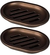 Topsky 2 Pcs Soap Dish for Shower, Double Layer Draining Soap Box with Drip Tray, Plastic - Bronze