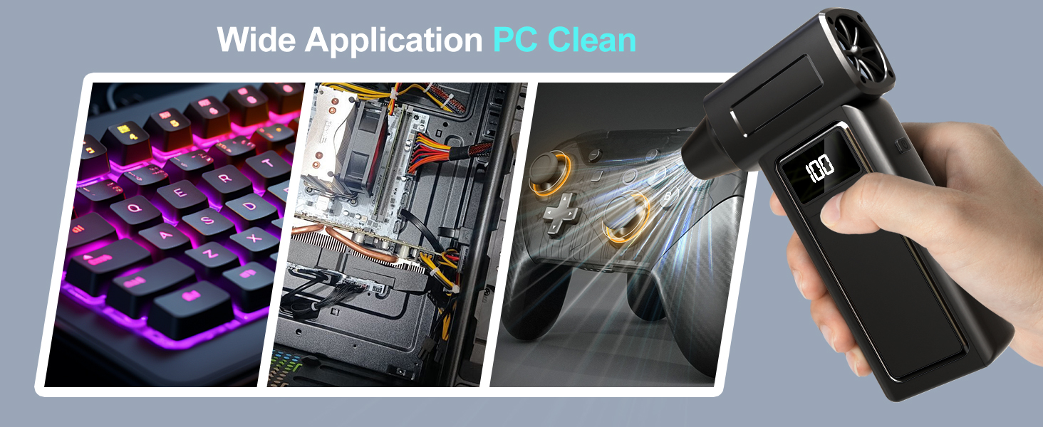 Car Vacuum Portable Cordless Electric Compressed Air Duster 2-in-1 Handheld Rechargeable Air Blower