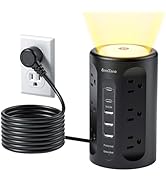 AnnTane Power Strip Tower with Night Light, Power Strip Surge Protector with USB Ports, Extension...
