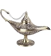 NSXAYIWE Aladdin Genie Lamp, Arabian Nights Costume Prop Lamp, Vintage Metal Carved Magic Lamp Le...