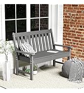 Tangkula 2-Person Outdoor Garden Park Bench, All-Weather HDPE Patio Loveseat Chair with Cozy Back...
