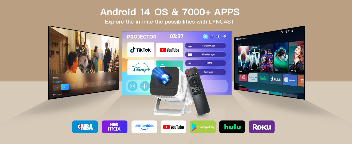 projector built in android 14