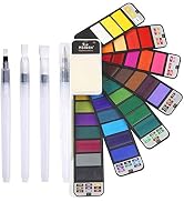 MEEDEN Watercolor Paint Set, 42 Assorted Colors Foldable Paint Set with 4 Paint Brushes, Travel P...