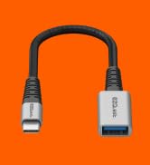 DuraGuard USB-C to USB-A 3.0 Female Cable Adapter with Kevlar Reinforced, Nylon Braided, Strain R...