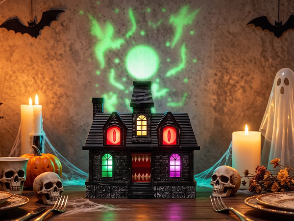 Halloween Projection Haunted House Decor, Colorful Lights