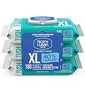 Nice 'N CLEAN Extra Large Flushable Wipes | 40% Larger Wipes | 6.8" x 7.5" Unscented XL Adult Wet...