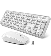 Wireless Keyboard Mouse Combo, 2.4GHz White Wireless Keyboard Typewriter, Letton Full Size Office...