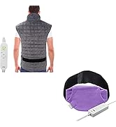 38" x 24" Full Weighted Heating Pad for Neck and Shoulder Pain Relief and 9.4"x 16" Small Heating...