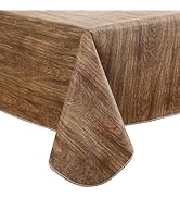 Heavy Duty Vinyl Tablecloth with Flannel Backing Waterproof Oil-Proof PVC Table Cloth Stain-Resis...
