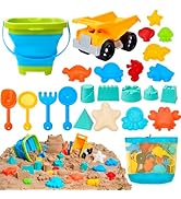 Sloosh Beach Sand Toys Set - Dump Truck Car Toys with Sand Molds for Toddlers Outdoor Play, Colla...