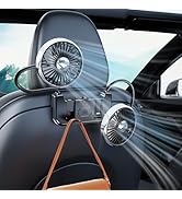 Nauttxon Tesla Car Fan for Backseat Kids - Independent Control 3 Speeds 360°Rotatable USB Fan for...