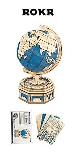 ROKR 3D Wooden Puzzles Gramophone for Adults - DIY Mechanical Model Kit 1:1 Replica Record Player Su...