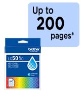 Brother Genuine LC501C Cyan Standard Yield Ink: Up to 200 pages*